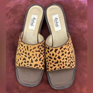 Rebel by Coup D’Etat Leopard Calf Hair Sandal NWOT Size 9.5